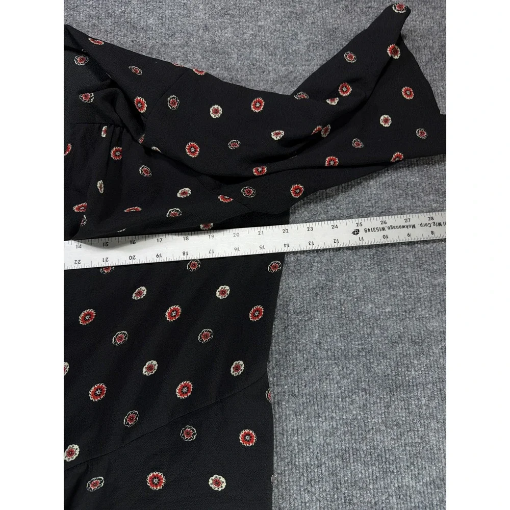 Studio B by Bobeau Black Floral Wrap Dress Womens 1X Short Sleeve V-Neck Hi Low